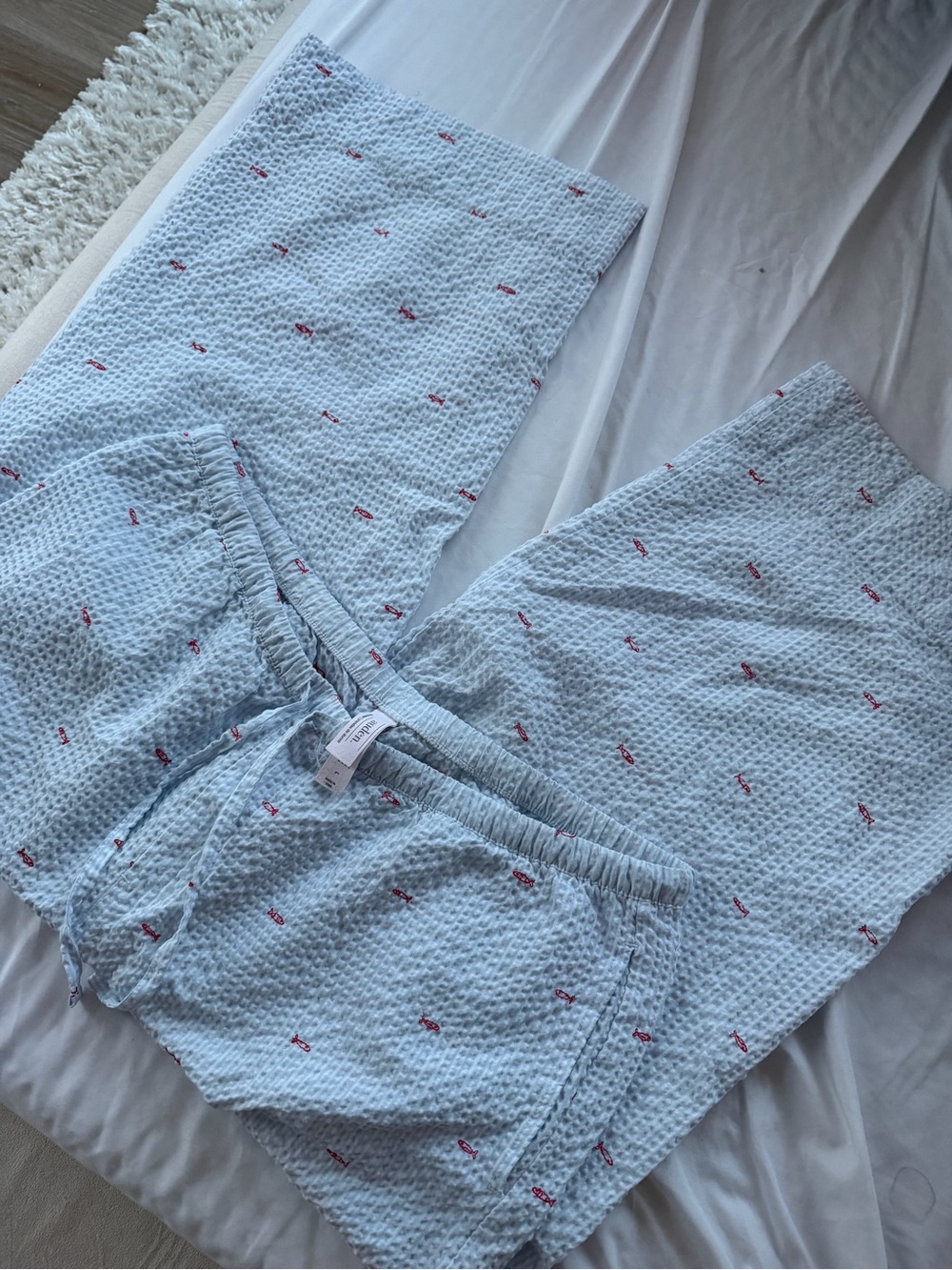 Auden Light Blue Waffle Knit Kids Joggers with Pink Dot Detail